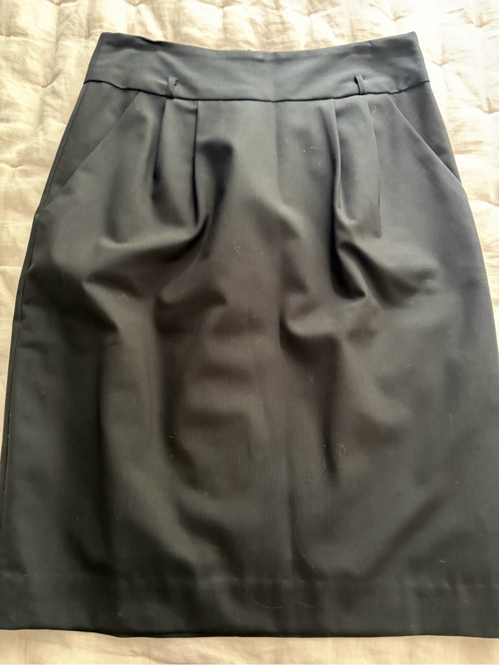 Trina Turk Black Pleated-Front Pencil Skirt 0